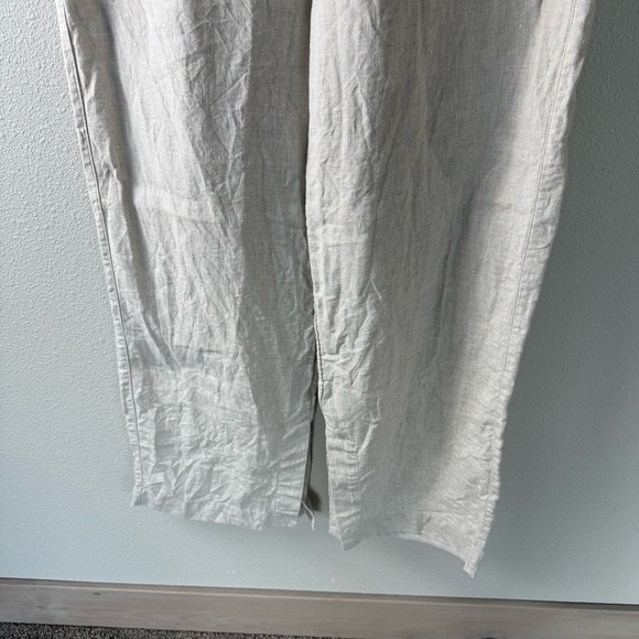 Athleta Retreat Linen High Rise Wide Leg Pant Undyed Oatmeal Casual Women’s L T - Picture 5 of 14